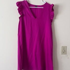 Vibrant Pink Ruffle Sleeve Dress
